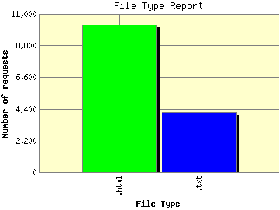 File Type Report: Number of requests by File Type.